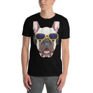 French Bulldog Face With Shades And Headphones Ayspekt Short-Sleeve Unisex T-Shirt